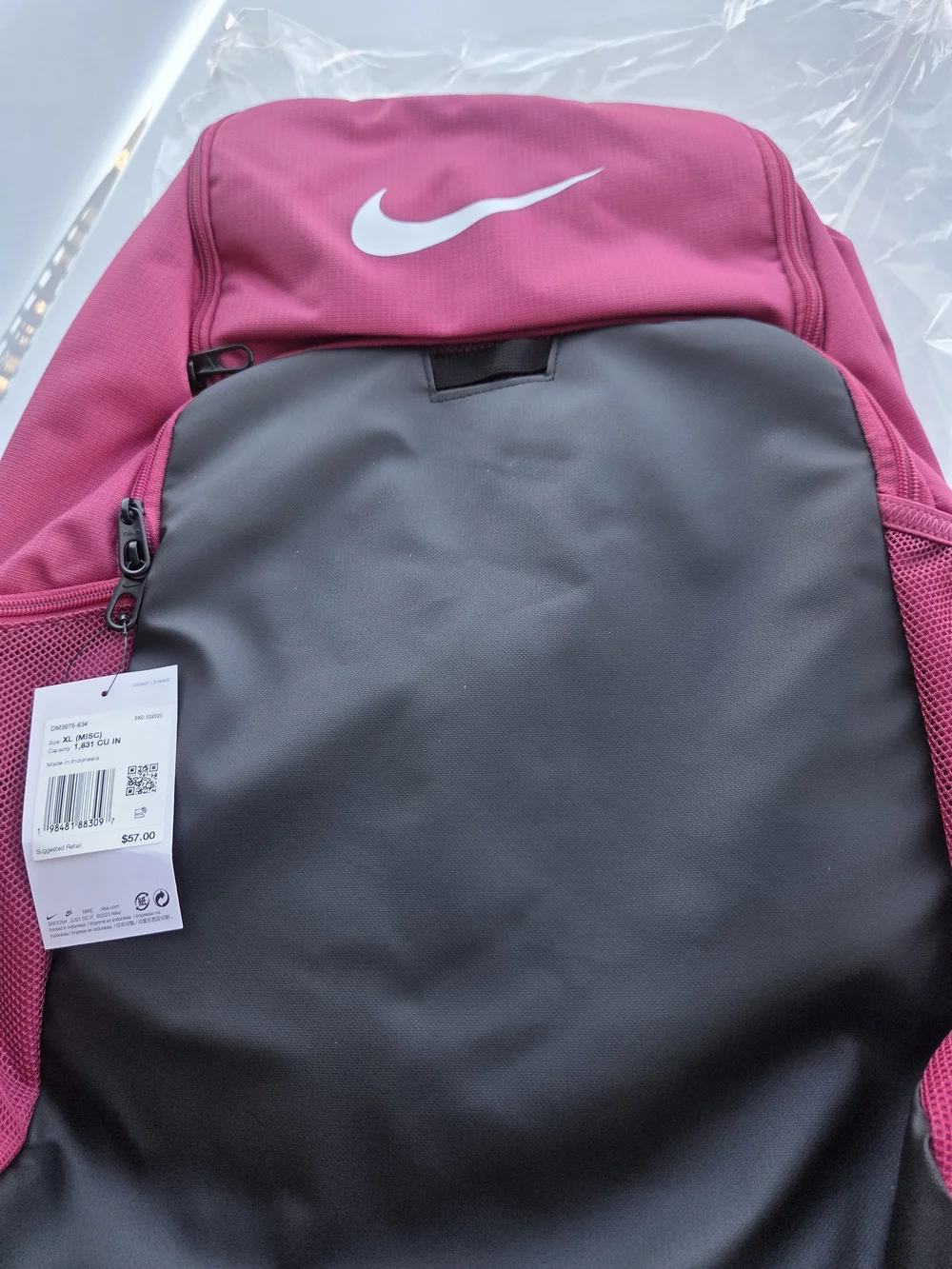 Nike Pink and Black Backpack with White Swoosh